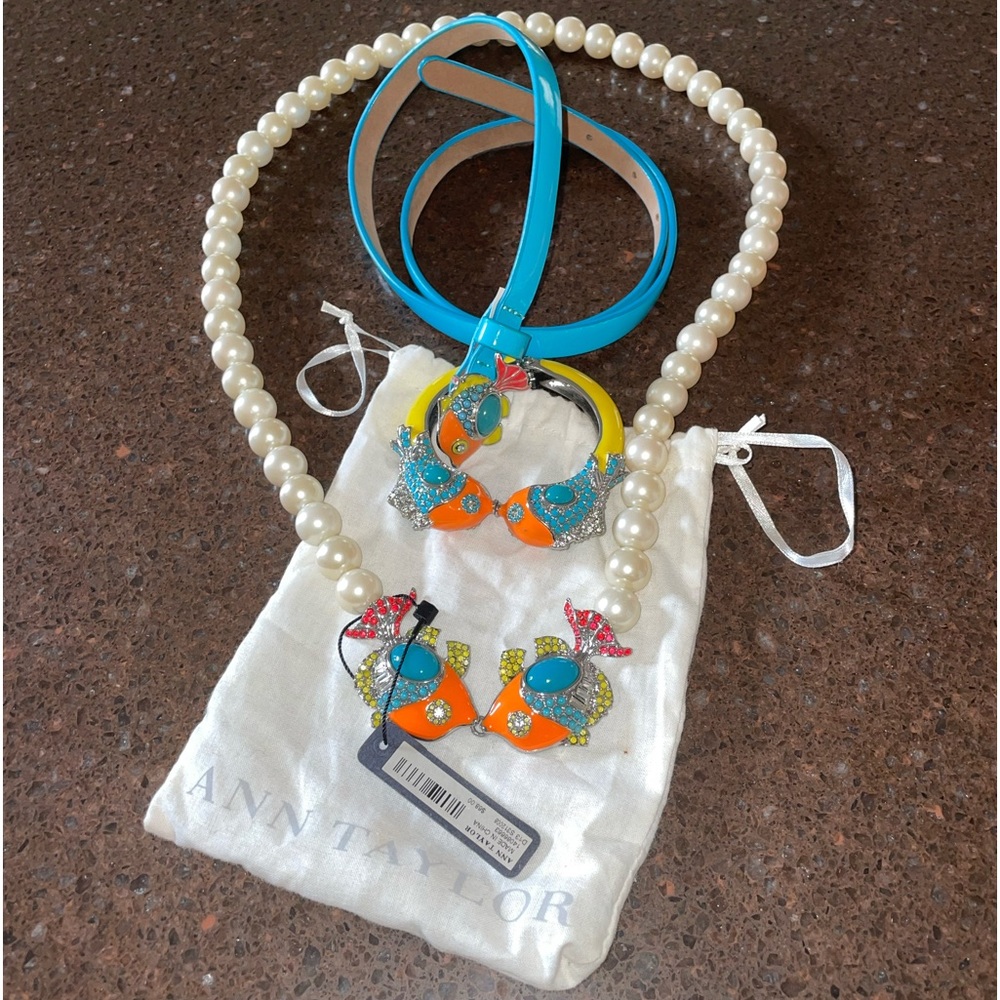 ANN TAYLOR NEW Blowfish Matching Necklace, Bracelet & Belt
